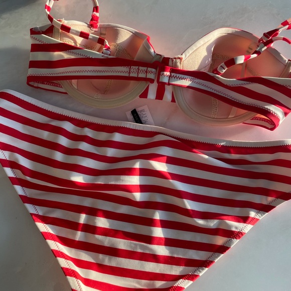 J Crew Women’s Red/White Striped Bikini Bottom-Size Medium - Picture 3 of 6